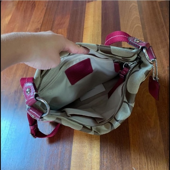 Coach Purse with Raspberry Accents - Picture 5 of 8